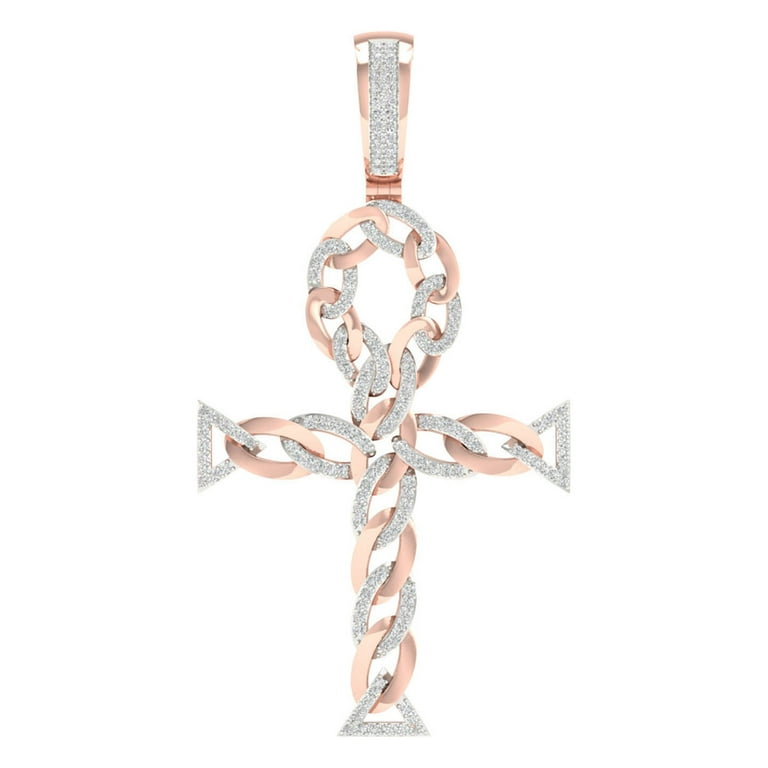 Imperial 1/2Ct TDW Diamond 10K Rose Gold Ankh Cross Hip-Hop