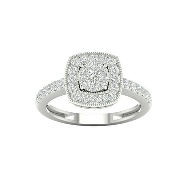 Imperial 1/2Ct TDW Diamond 10k White Gold Cluster Halo Engagement Ring (H-I, I2)