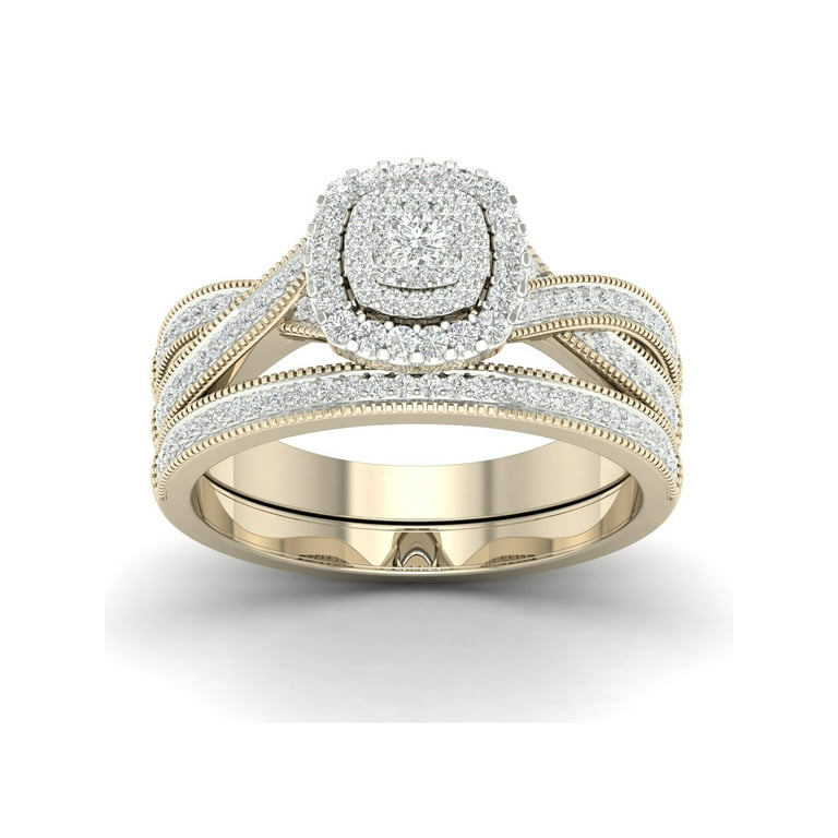 Imperial 1/2Ct TDW Diamond 10k Yellow Gold Cluster Halo Twist