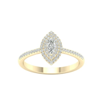 Imperial 1/3 Ct TDW Marquise Diamond Double Halo Engagement Ring in 10K Yellow Gold (H-I, I2)