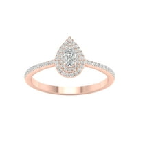 Imperial 1/3 Ct TDW Pear Diamond Double Halo Engagement Ring in 10K Rose Gold (H-I, I2)