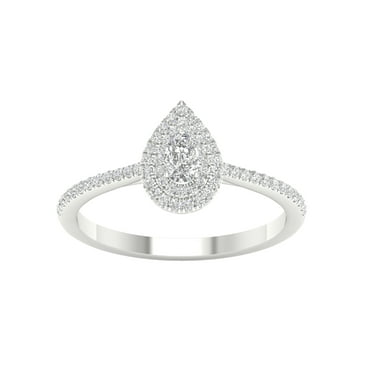 Imperial 1/3 Ct TDW Pear Diamond Double Halo Engagement Ring in 10K White Gold (H-I, I2)