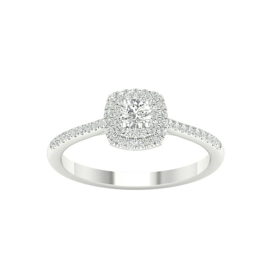 Imperial 1/3 Ct TDW Round Diamond Double Halo Engagement Ring in 10K White Gold (H-I, I2)