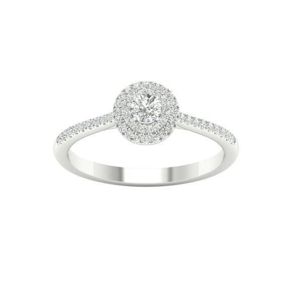 Imperial 1/3 Ct TDW Round Diamond Double Halo Engagement Ring in 10K White Gold (H-I, I2)