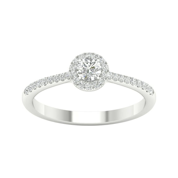 Imperial 1/3 Ct TDW Round Diamond Halo Engagement Ring in 10K White Gold (H-I, I2)