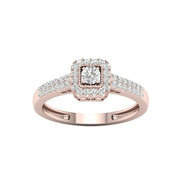 Imperial 1/3Ct TDW Diamond 10k Rose Gold Halo Engagement Ring (H-I, I2)