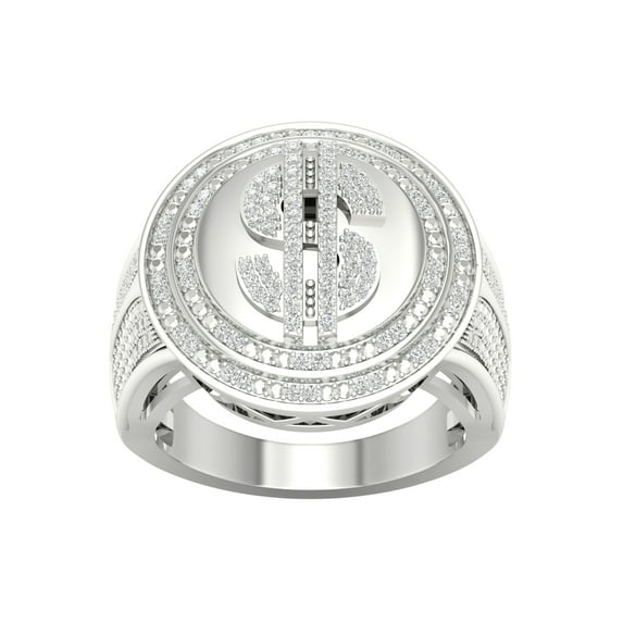 Imperial 1/3Ct TDW Diamond 10k White Gold Mens Dollar Ring (H-I, I2)