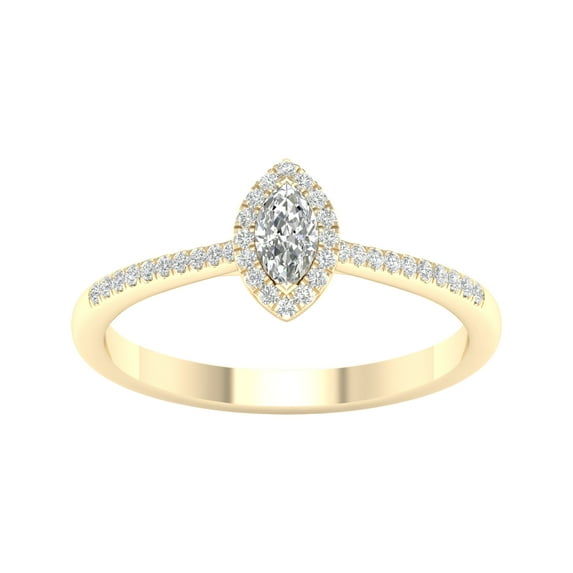 Imperial 1/4 Ct TDW Marquise Diamond Halo Engagement Ring in 10K Yellow Gold (H-I, I2)