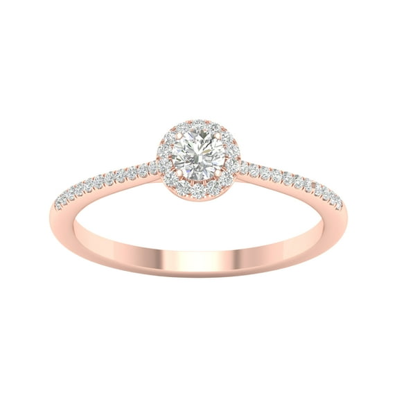 Imperial 1/4 Ct TDW Round Diamond Halo Engagement Ring in 10K Rose Gold (H-I, I2)