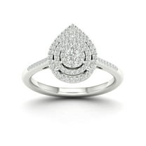 Imperial 1/4Ct TDW Diamond 10k White Gold Pear Cluster Halo Engagement Ring (H-I, I2)