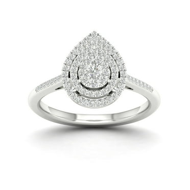 Imperial 1/4Ct TDW Diamond 10k White Gold Pear Cluster Halo Engagement Ring (H-I, I2)