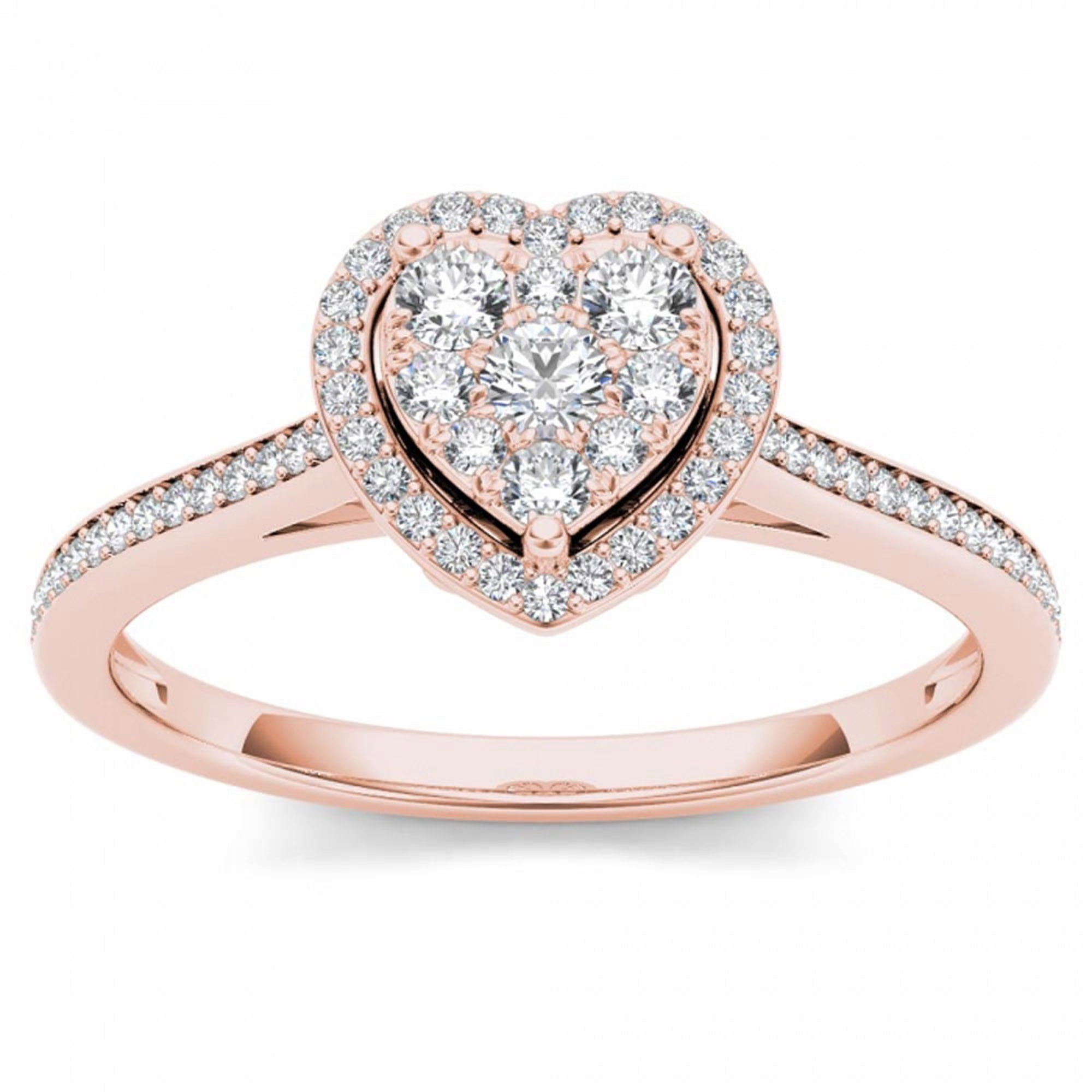 Rose gold heart 2024 diamond engagement ring