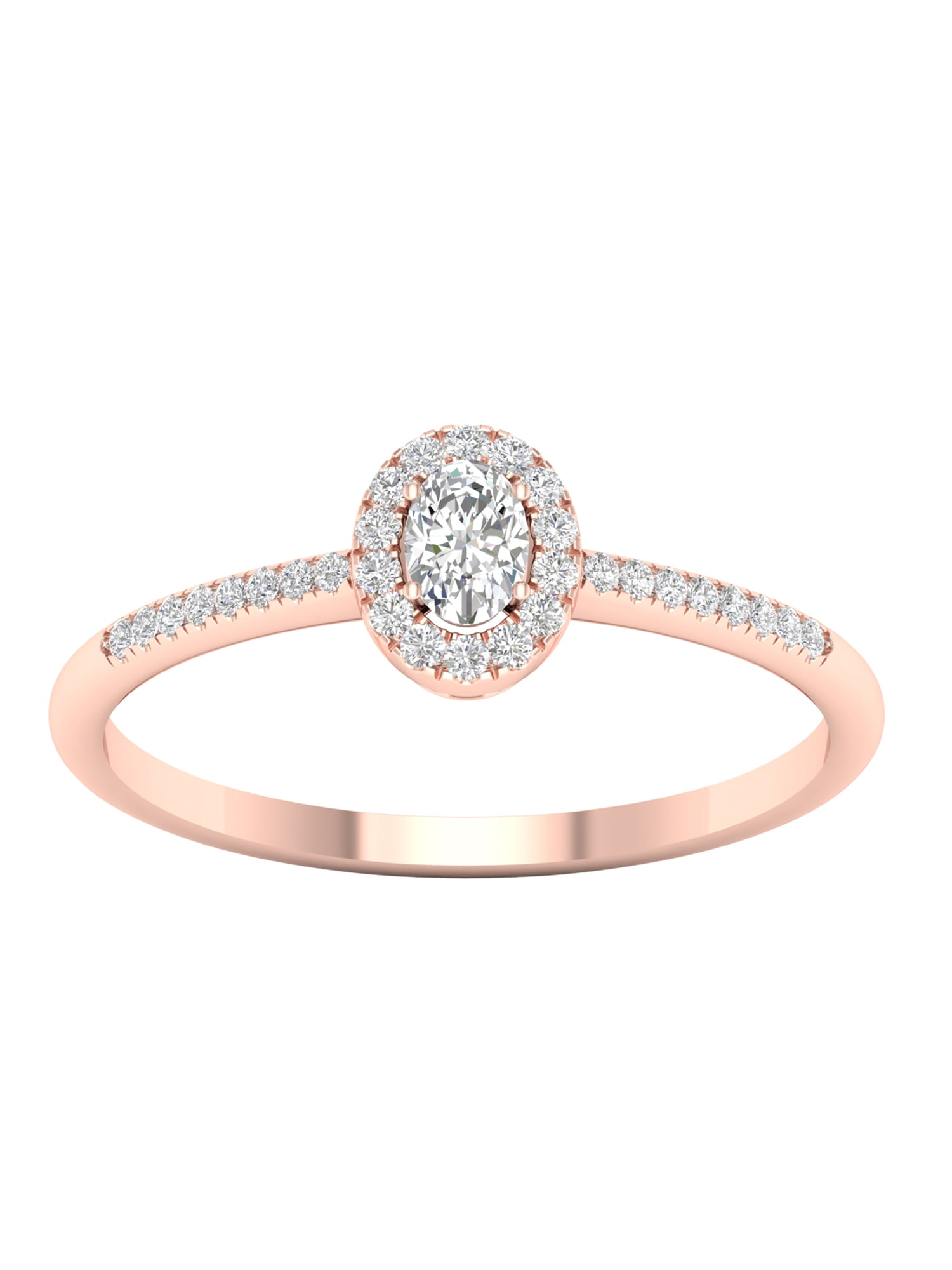 Imperial 1/5Ct TDW Diamond 10k Rose Gold Oval Diamond Halo Promise
