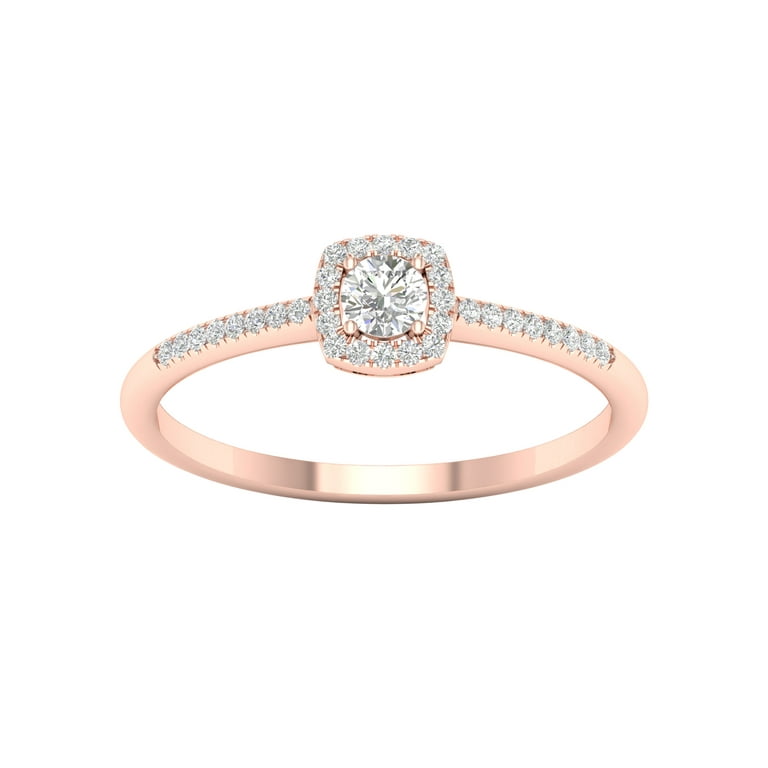 Imperial 1/5Ct TDW Diamond 10k Rose Gold Round Diamond Halo