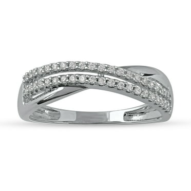 Imperial 1/5Ct TDW Diamond 10k White Gold Crossover Band (H-I, I2)
