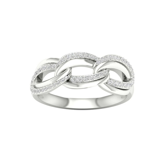 Imperial 1/5Ct TDW Diamond 10k White Gold Cuban Link Women's Ring (H-I, I2)