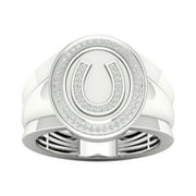 Imperial 1/5Ct TDW Diamond 10k White Gold Horse Shoe Men's Ring (H-I, I2)