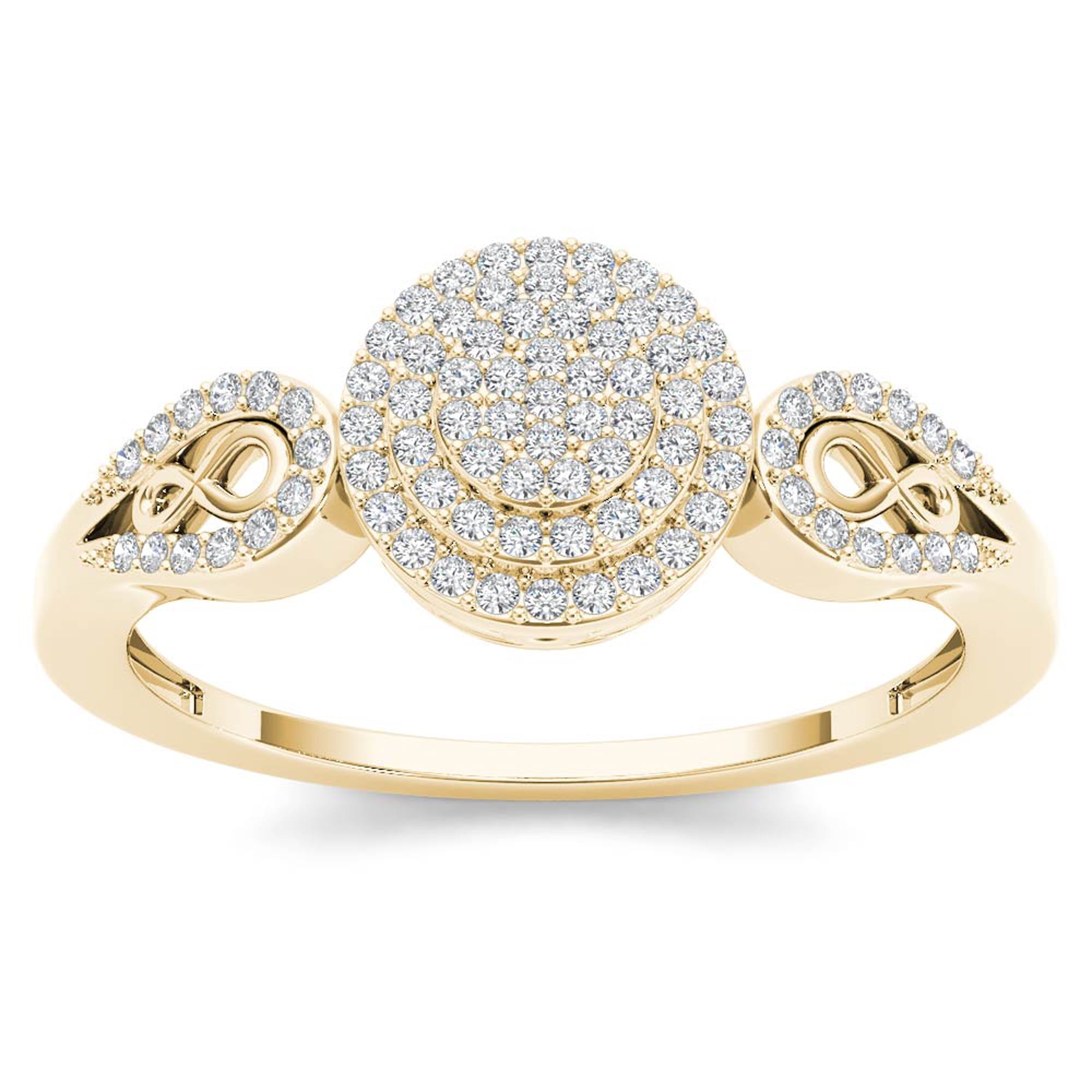 Imperial 1/5ct TDW Diamond 10K Yellow Gold Halo Engagemet Ring