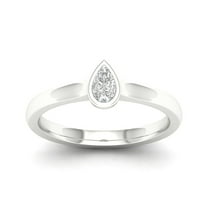 Imperial 1/6Ct TDW Pear Diamond 10k White Gold Solitaire Promise Ring (H-I, I2)