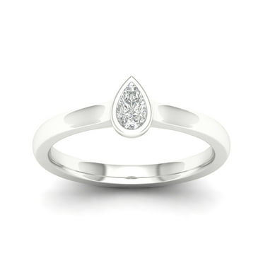Imperial 1/6Ct TDW Pear Diamond 10k White Gold Solitaire Promise Ring (H-I, I2)