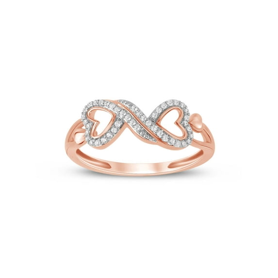 Imperial 1/8Ct TDW Diamond Twin Heart Ring in 10K Rose Gold (H-I, I2)