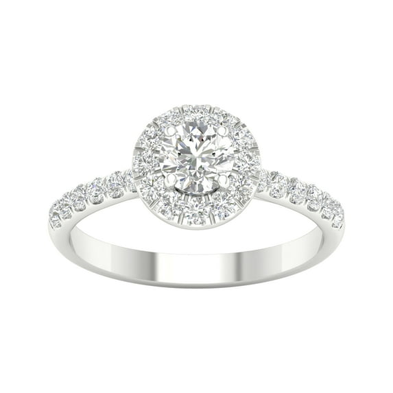 Imperial 1 Ct TDW Round Diamond Halo Engagement Ring in 10K White Gold (H-I, I2)