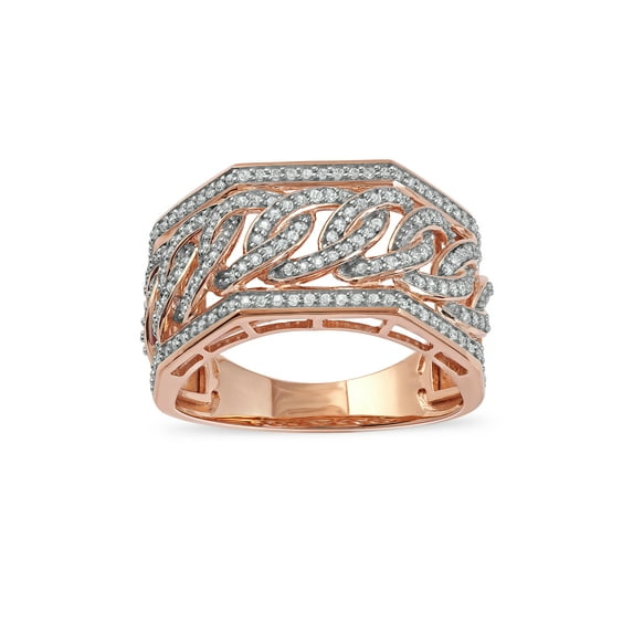 Imperial 10K Rose Gold 1/2CT TW Diamond Cuban Link Men's Ring