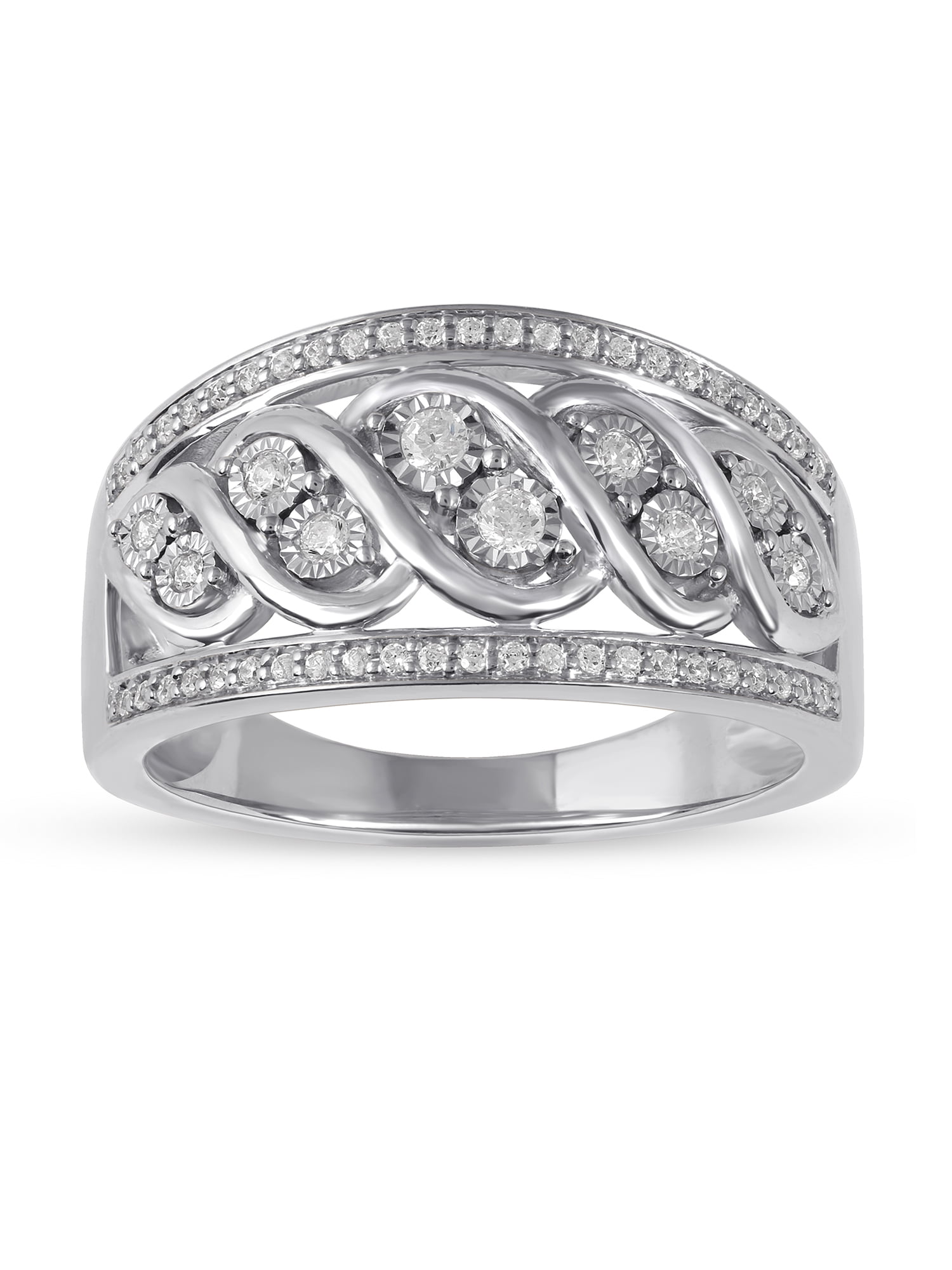 Imperial 10K White Gold 1/4Ct TDW Diamond S -Link Women's Wedding Anniversary Band
