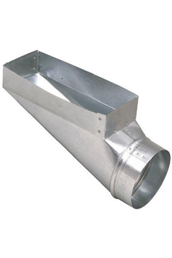 Straight Center End Boot - Galvanized Steel - 12 in H x 6 in W, Silver