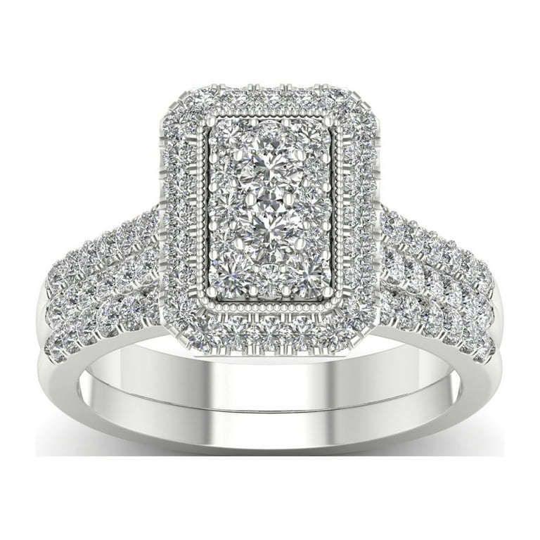 14k White Gold Cluster Round Halo Diamond Engagement Ring 14k White Gold Cluster Round Halo Diamond Engagement Ring