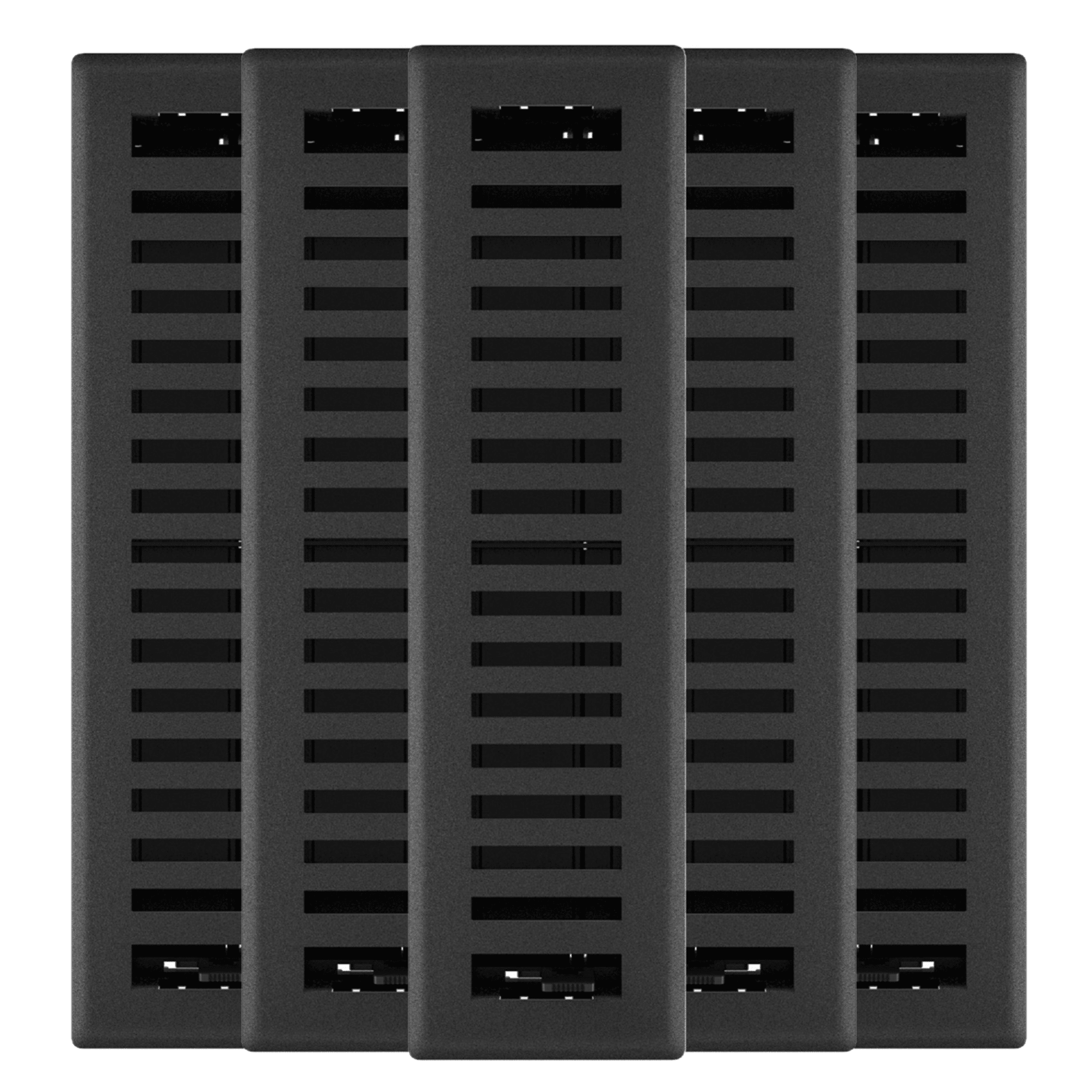 Imperial 2in x 12in Montezuma Style Black Iron Metal Rectangular Floor Register (5 PACK)