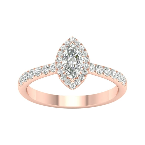 Imperial 3/4 Ct TDW Marquise Diamond Halo Engagement Ring in 10K Rose Gold (H-I, I2)