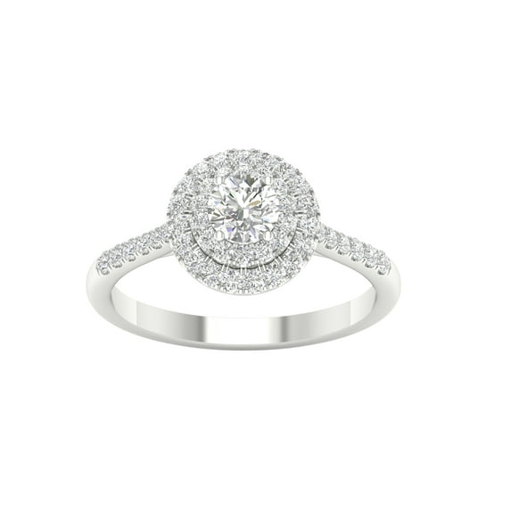 Imperial 3/4 Ct TDW Round Diamond Double Halo Engagement Ring in 10K White Gold (H-I, I2)