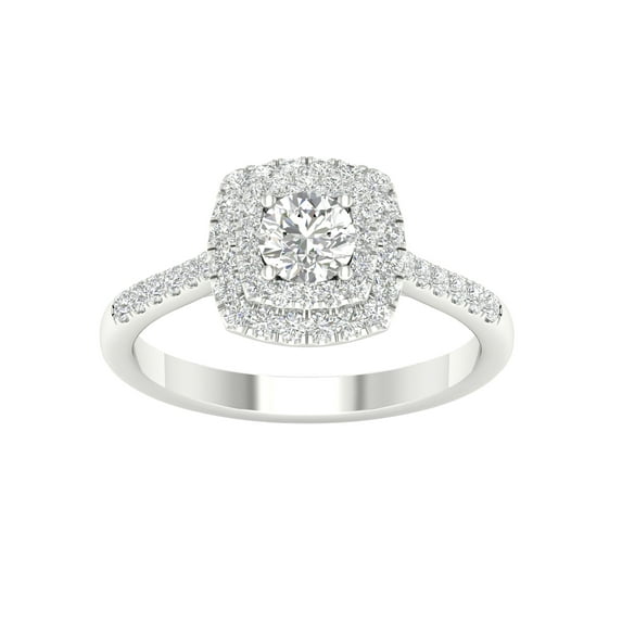 Imperial 3/4 Ct TDW Round Diamond Double Halo Engagement Ring in 10K White Gold (H-I, I2)
