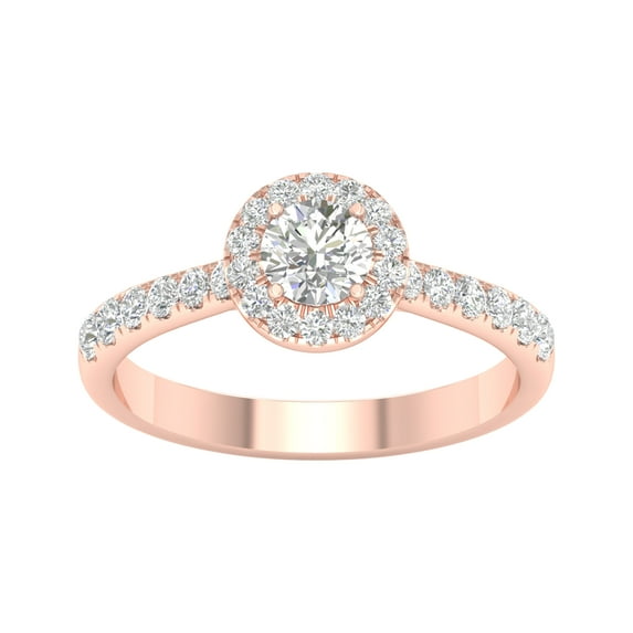 Imperial 3/4 Ct TDW Round Diamond Halo Engagement Ring in 10K Rose Gold (H-I, I2)