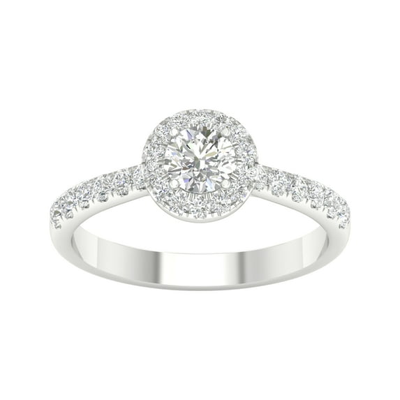 Imperial 3/4 Ct TDW Round Diamond Halo Engagement Ring in 10K White Gold (H-I, I2)