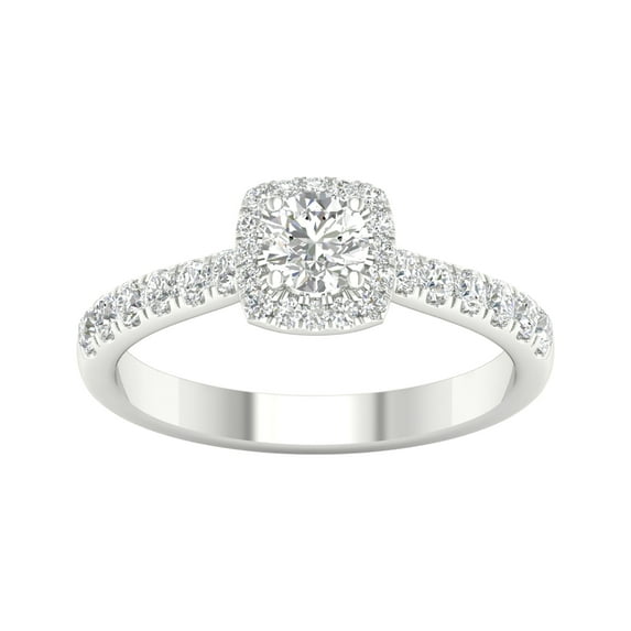 Imperial 3/4 Ct TDW Round Diamond Halo Engagement Ring in 10K White Gold (H-I, I2)