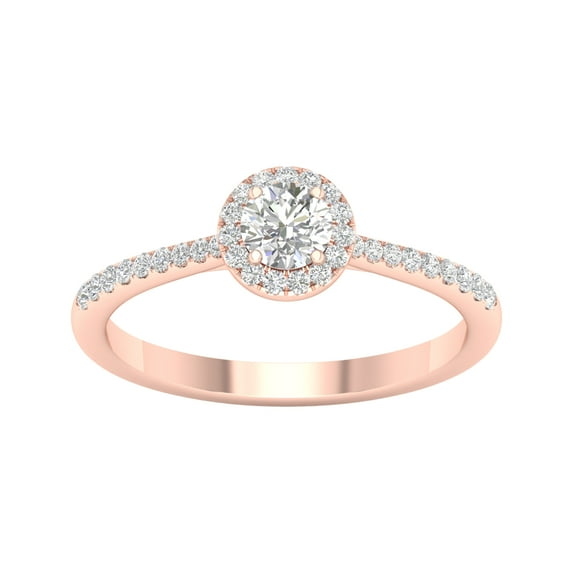 Imperial 3/8 Ct TDW Round Diamond Halo Engagement Ring in 10K Rose Gold (H-I, I2)