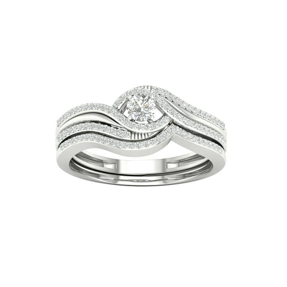Imperial 3/8Ct TDW Diamond 10k White Gold Bypass Bridal Set (H-I, I2)