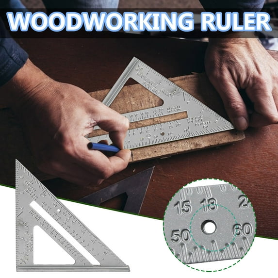 Imperial 3D Multi-Angle Measuring Ruler,45/90 Degree Aluminum Alloy Woodworking Square Protractor, Miter Triangle Ruler High Precision Layout Measuring Tool for Engineer Carpenter