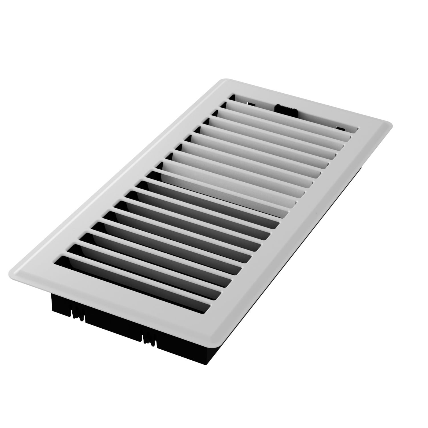Imperial 4-inch x 10-inch White Steel Painted Louvered Floor Register, Powder-coated, with Plastic Boot, 1-way