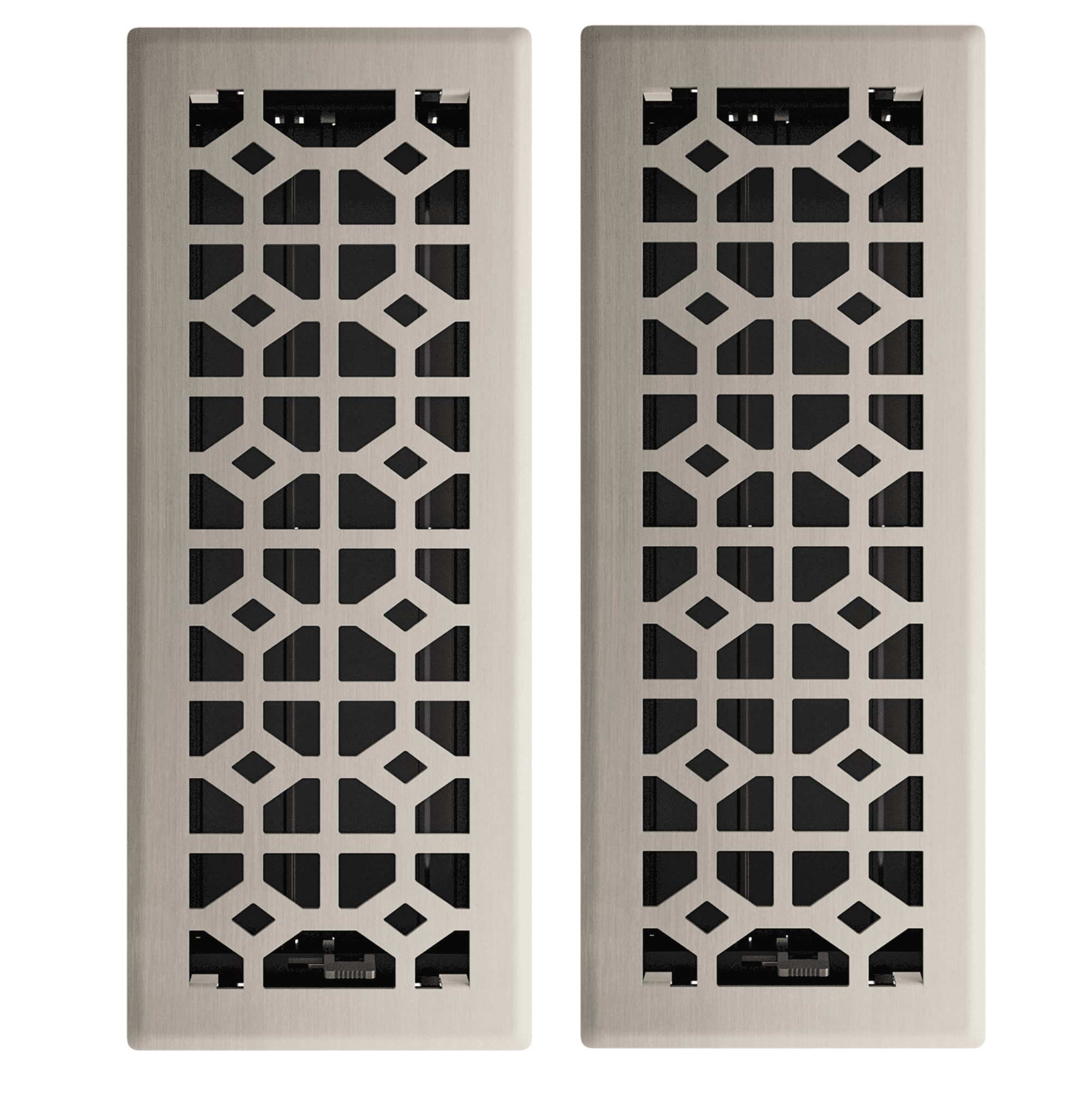 Imperial 4in x 12in Templar Style Brushed Nickel Metal Rectangular Floor Register (2 PACK)