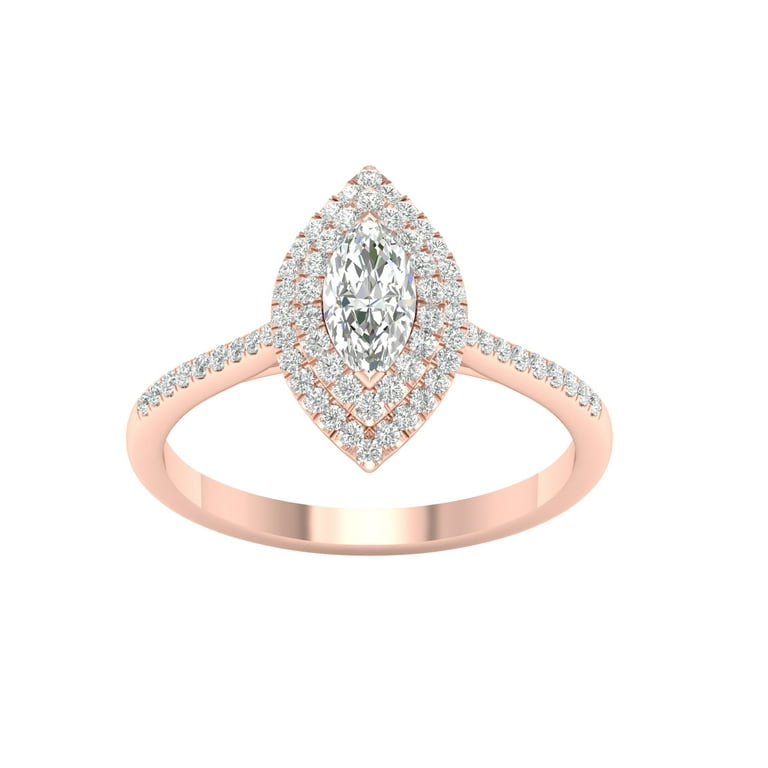 Imperial 5/8 Ct TDW Marquise Diamond Double Halo Engagement Ring