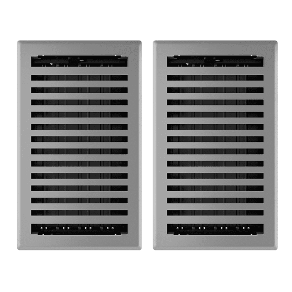 Imperial 6in x 10in Montezuma Style Grey Granite Metal Rectangular Air Floor Register (2 PACK)