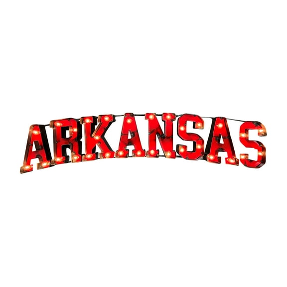 Imperial Arkansas Razorbacks Logo Lighted Recycled Metal Sign