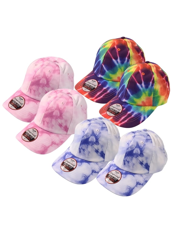 Assorted Tie Dye Baseball Hats 6 Pack