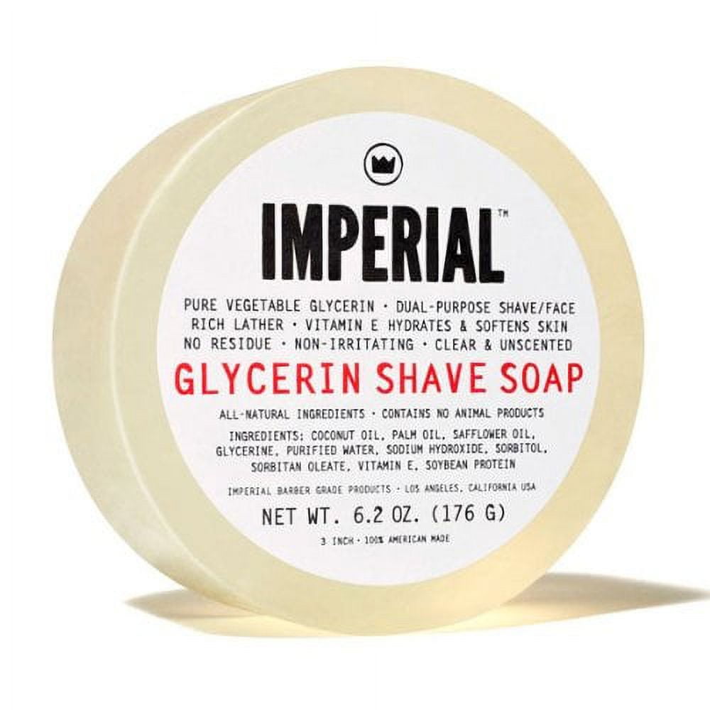 IMPERIAL BARBER PRODUCTS Imperial Barber 100% Natural Glycerin Face & Shave Shaving Soap Puck 6.2oz - Made in The USA