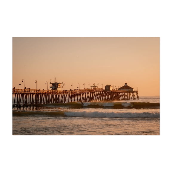 Imperial Beach Pier at Sunset 02 - Imperial Beach California Photography Sunset Ocean Surf Seascape Beach Waves Unframed Wall Art Print 5 x 7 inches