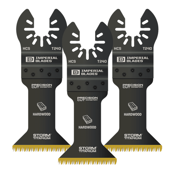 Imperial Blades IBOAT240-3 ONE FIT 1-3/4" Titanium Enhanced Smooth Cut Wood Oscillating Saw Blade, Multi-Tool Accessory, 3PK