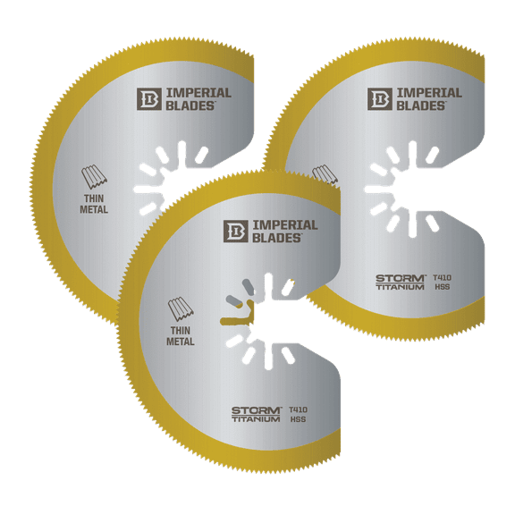 Imperial Blades IBOAT410-3 ONE FIT 3-1/8" Titanium Enhanced Segmented Oscillating Saw Blade, Multi-Tool Accessory, 3PK